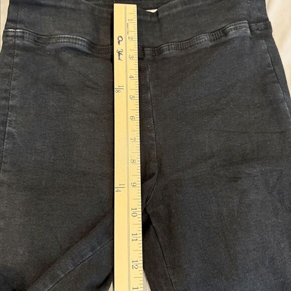 FRAME The Jetset High Rise Flare Jeans Sheen Noir Pull On Black Stretch Size 1 - Picture 10 of 14